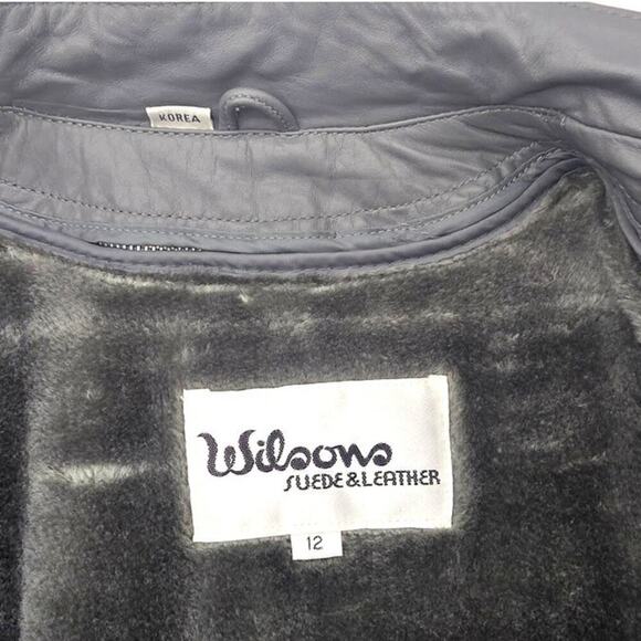 Vintage Wilsons Gray Leather V Jacket Detachable Plush Liner Women's 12 (Small) - Picture 3 of 9